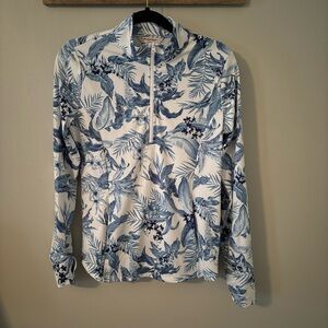 Tommy Bahama Golf Women's Blue and White Pullover Medium